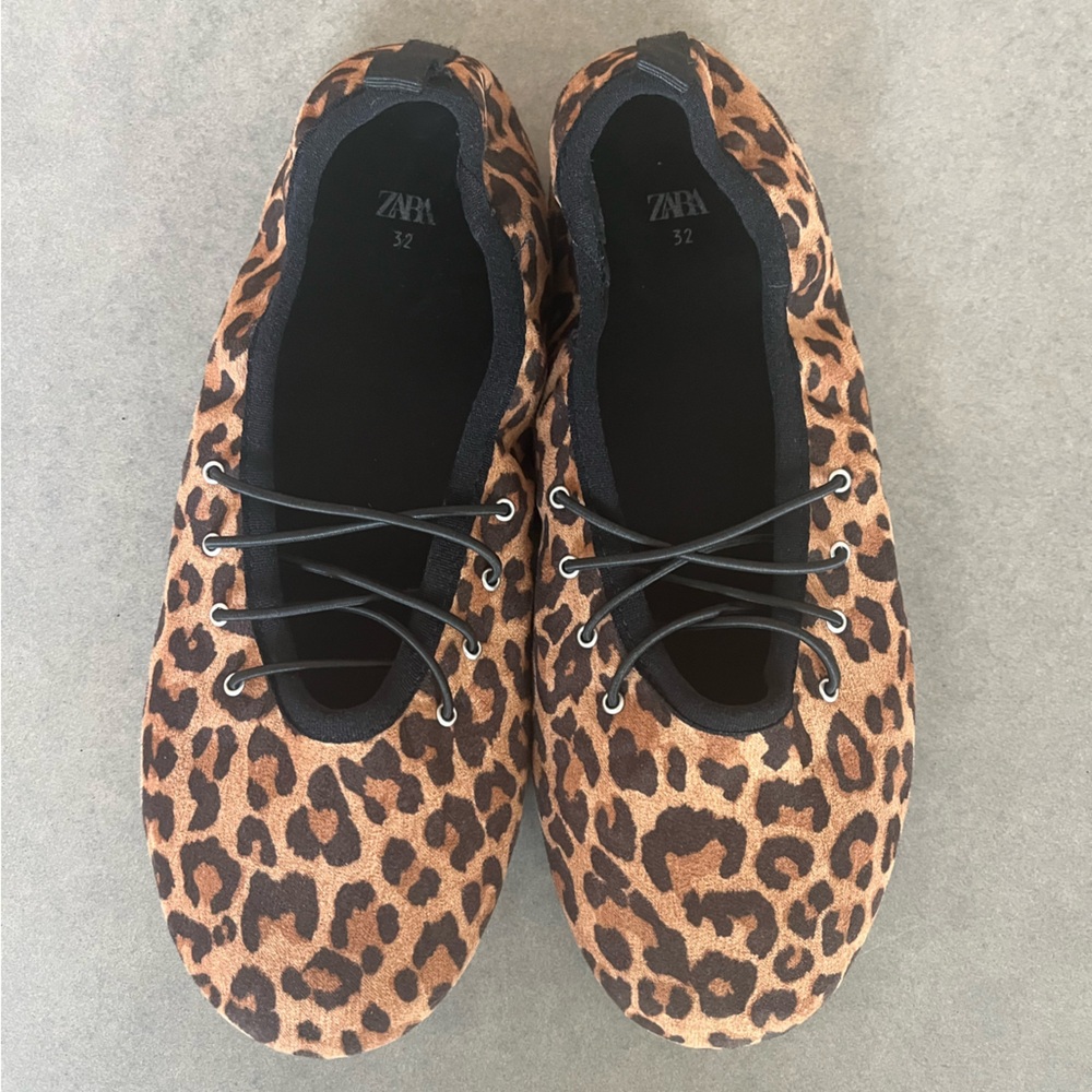 Girl’s Zara Animal Print Ballerina Flats-barely worn